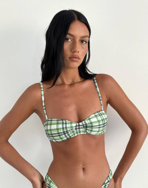Motel Rocks Pali Bikini Top In Green Tartan