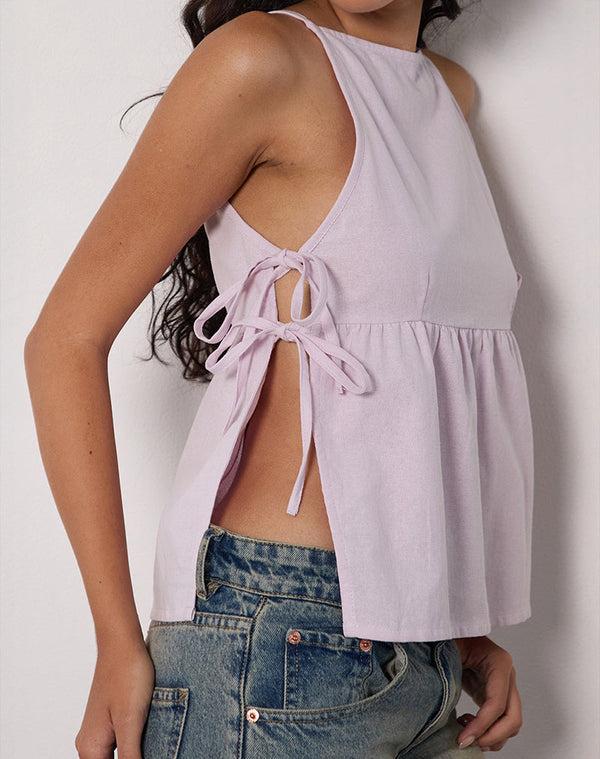 motel rocks Palsi Tie Side Top in Light Lilac