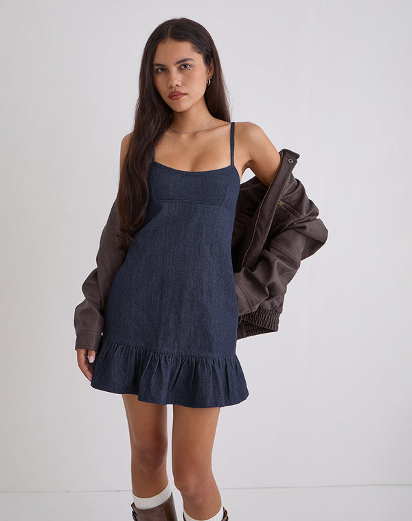 motel rocks Pamina Mini Dress in Denim Indigo