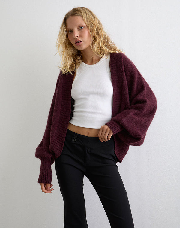 motel rocks Pasha Shrug Cardigan in Dark Cherry