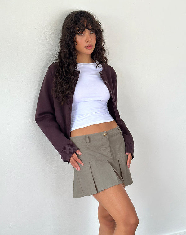 Motel Rocks Pegui Mini Pleated Skirt In Cord Brown