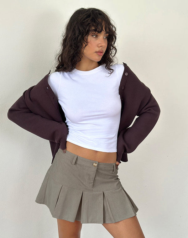 Motel Rocks Pegui Mini Pleated Skirt In Cord Brown