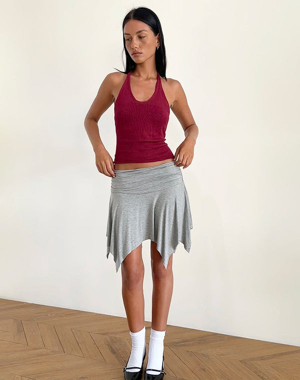 motel rocks Priscilla Halter Top in Sheer Knit Red