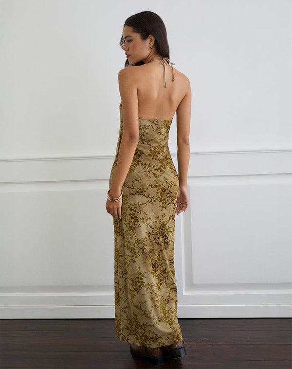 Motel Rocks Rabika Maxi Dress In Burn Velvet Green