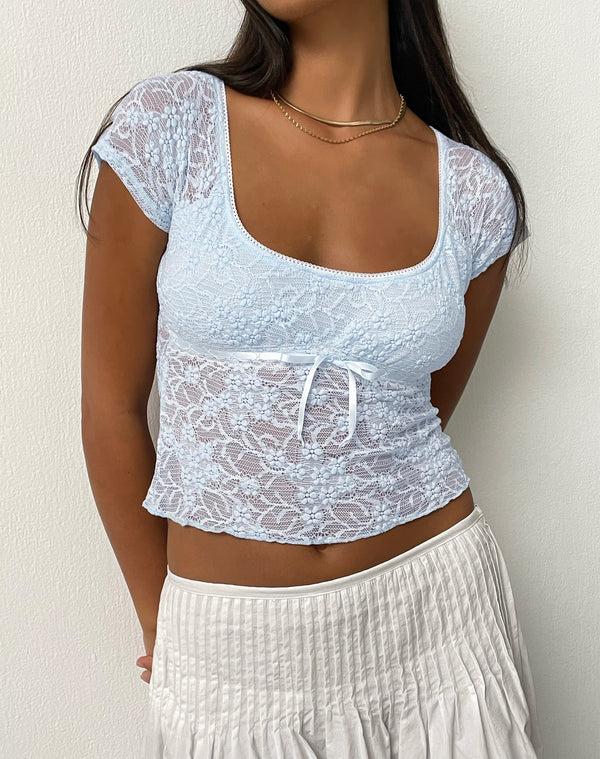 motel rocks Rada Top in Lace Ice Blue