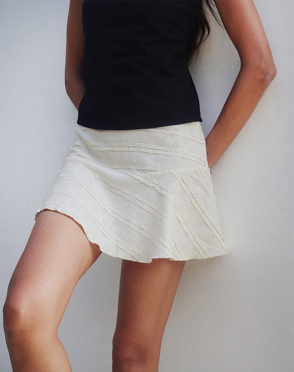 motel rocks Ragna Mini Skirt in Crinkle Ivory
