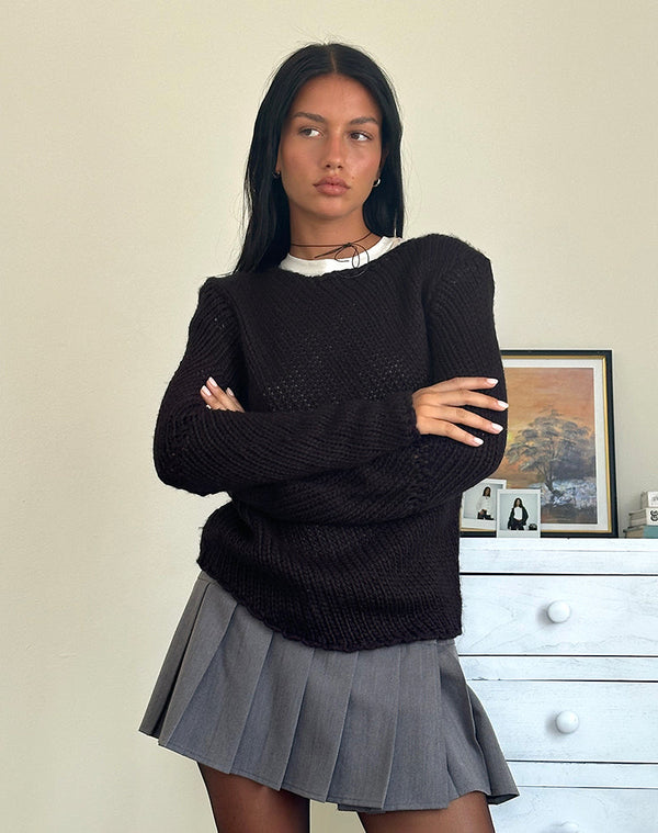 Motel Rocks Ranvir Knitted Jumper In Black