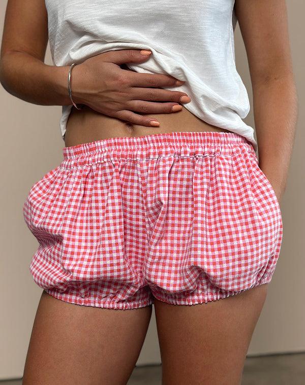 Motel Rocks Rebo Short In Mini Gingham Peach