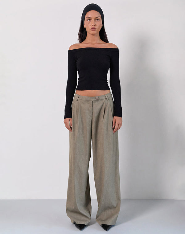 Motel Rocks Renie Bardot Top In Black Knit