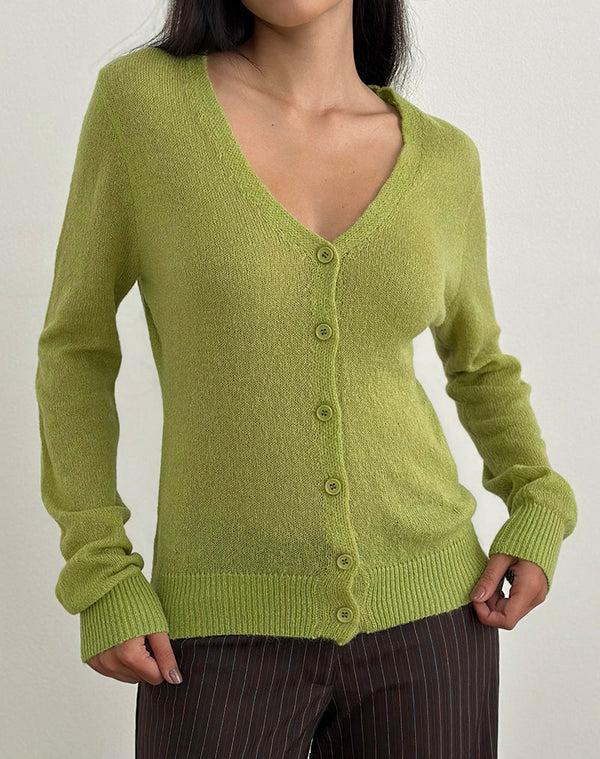 Motel Rocks Renisa Cardigan In Sheer Knit Green