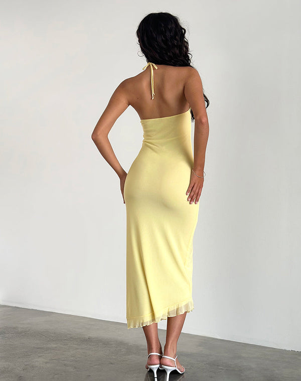 Motel Rocks Ribka Midi Dress In Mesh Lemon