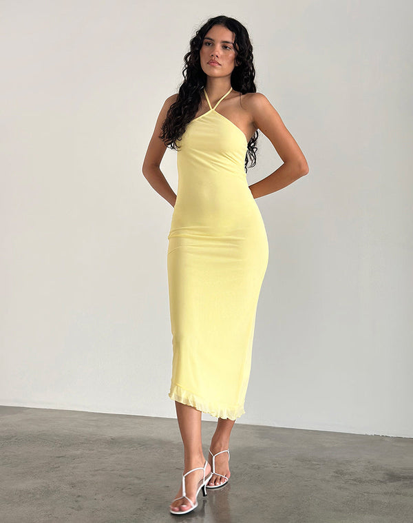 motel rocks Ribka Midi Dress in Mesh Lemon