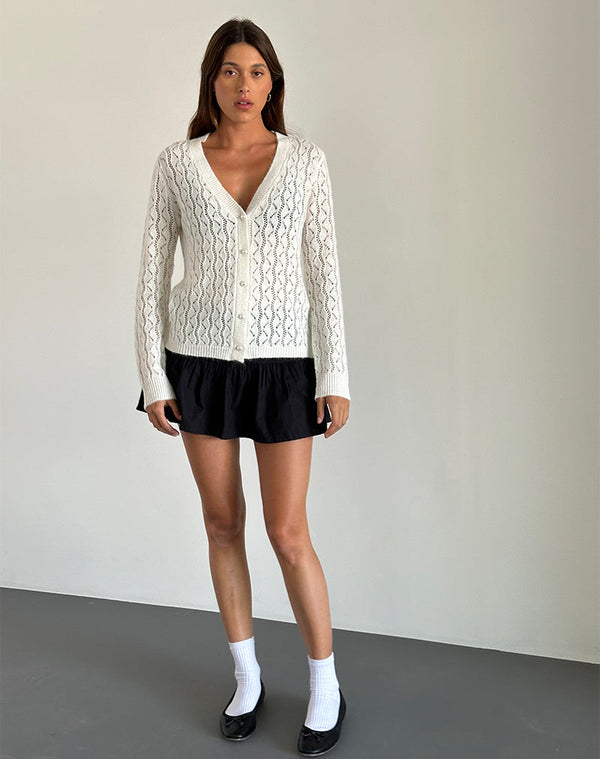 Motel Rocks Ricani Open Knit Cardigan In Ivory