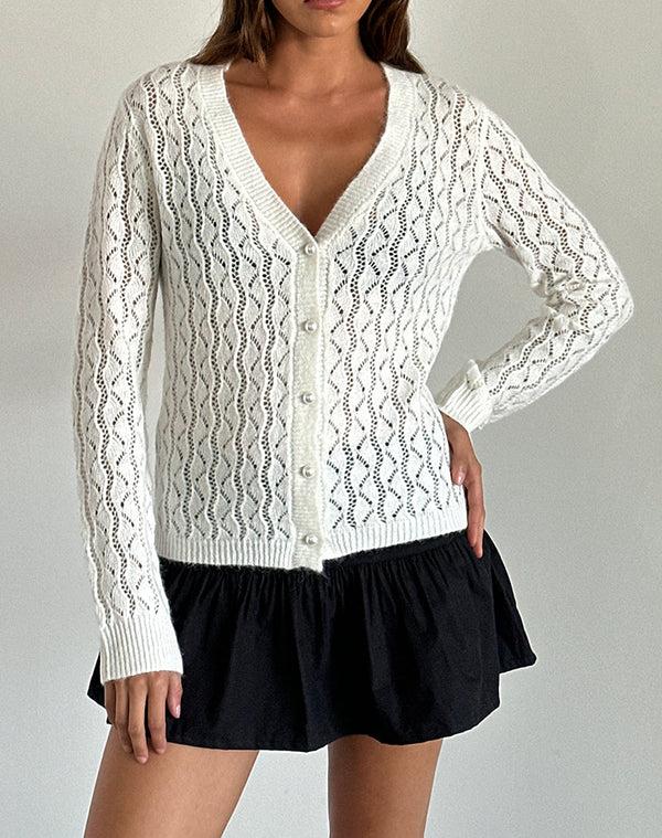 motel rocks Ricani Open Knit Cardigan in Ivory