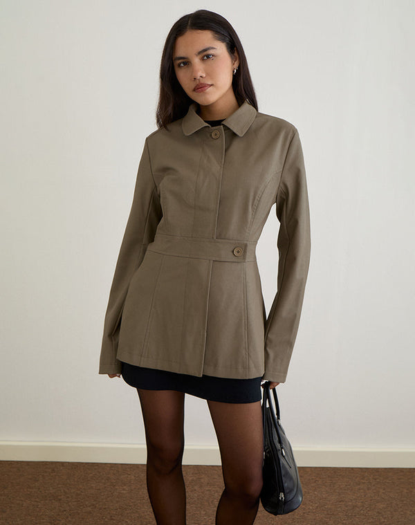 motel rocks Riku Coat in PU Mushroom