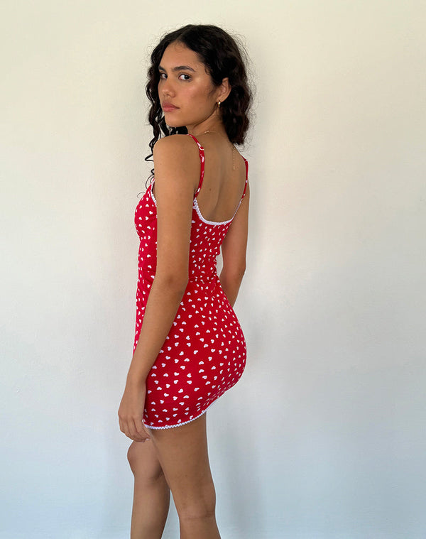 Motel Rocks Riniki Bodycon Mini Dress In Heart Red