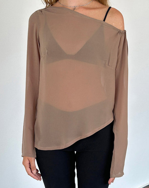 Motel Rocks Riot Top In Chiffon Light Brown