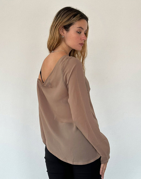 Motel Rocks Riot Top In Chiffon Light Brown