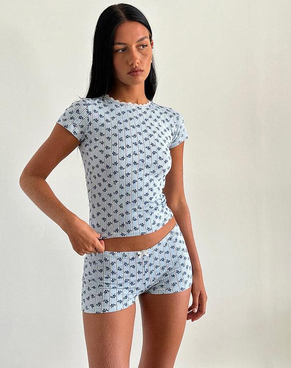 Motel Rocks Ritulia Micro Short In Floral Stripe