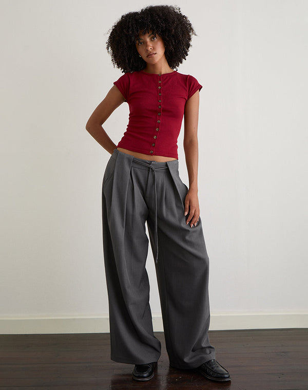 Motel Rocks Rivela Tie Waist Trouser In Grey