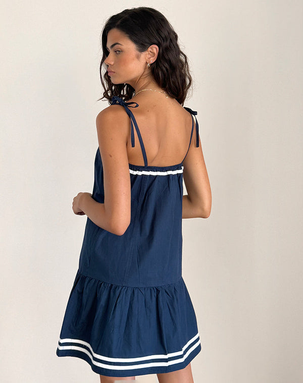Motel Rocks Rodha Cami Mini Dress In Poplin Navy