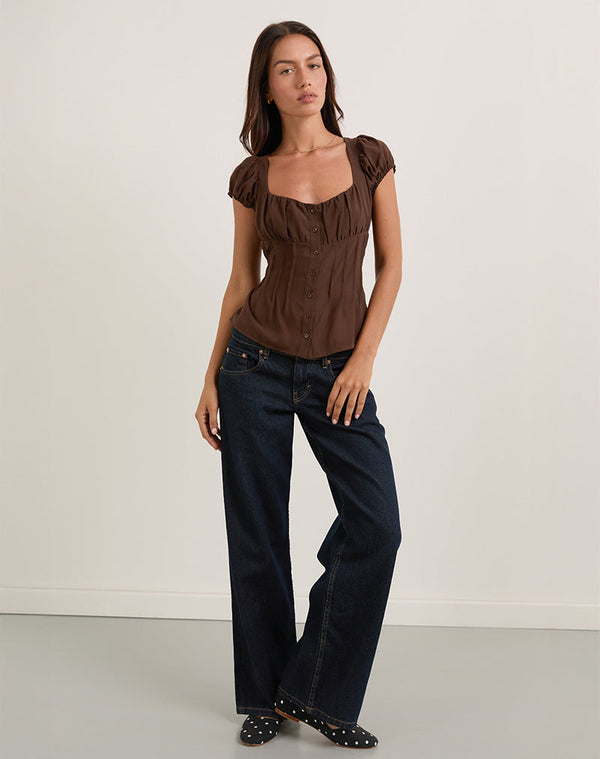 Motel Rocks Rolina Blouse In Chiffon Brown