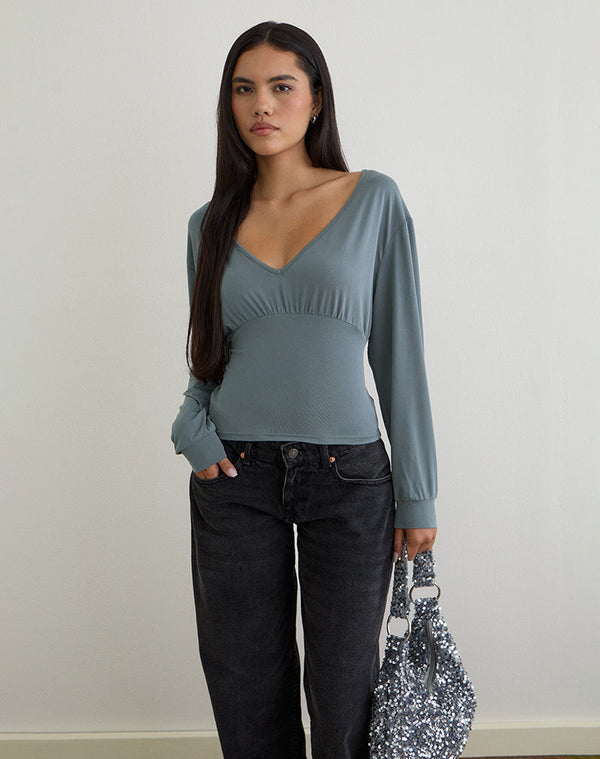 Motel Rocks Romari Top In Ash Blue