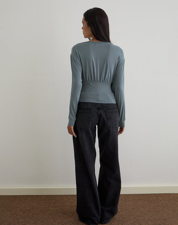 Motel Rocks Romari Top In Ash Blue
