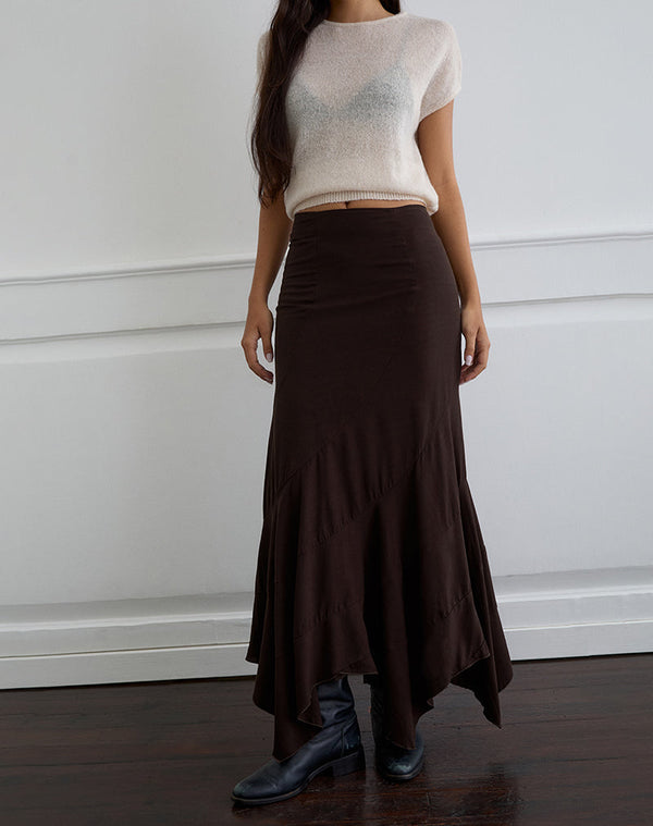 Motel Rocks Rombe Maxi Skirt In Bitter Chocolate