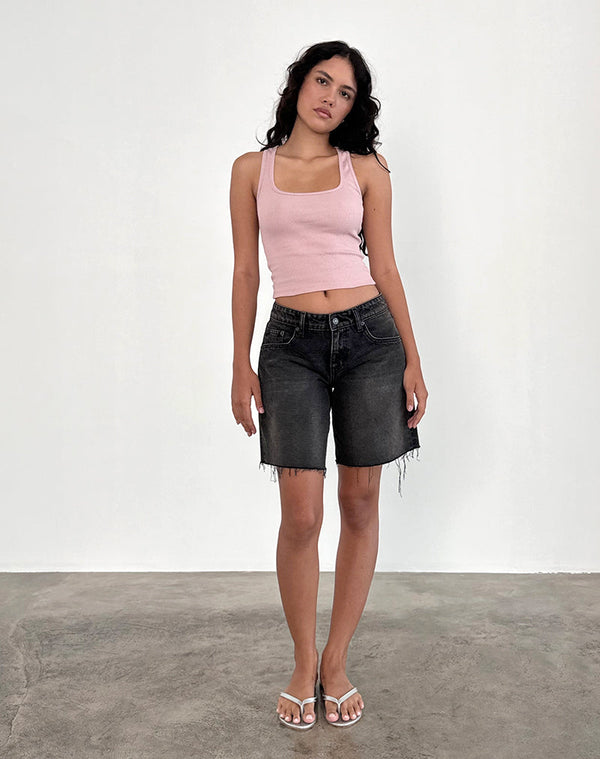 Motel Rocks Roxe Ribbed Vest Top In Pink Lady