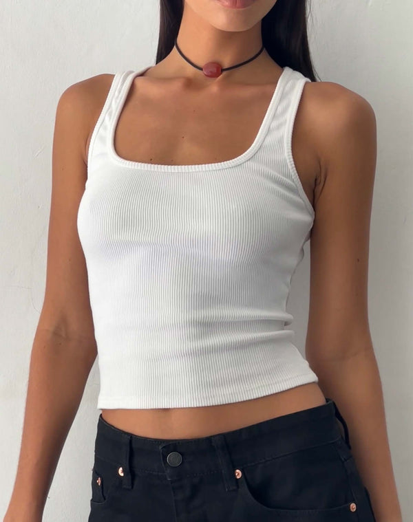 motel rocks Roxe Vest Top in White