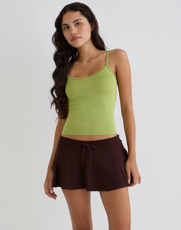 Motel Rocks Saeko Micro Skort In Bitter Chocolate