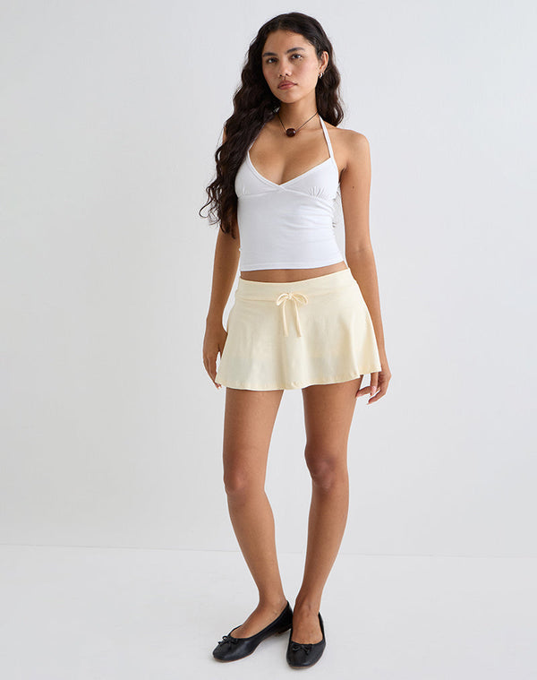 Motel Rocks Saeko Micro Skort In Buttermilk