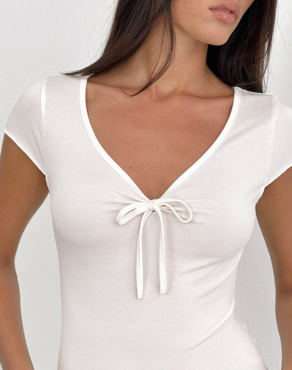 Motel Rocks Saiba Cap Sleeve Top In Cupro Cream