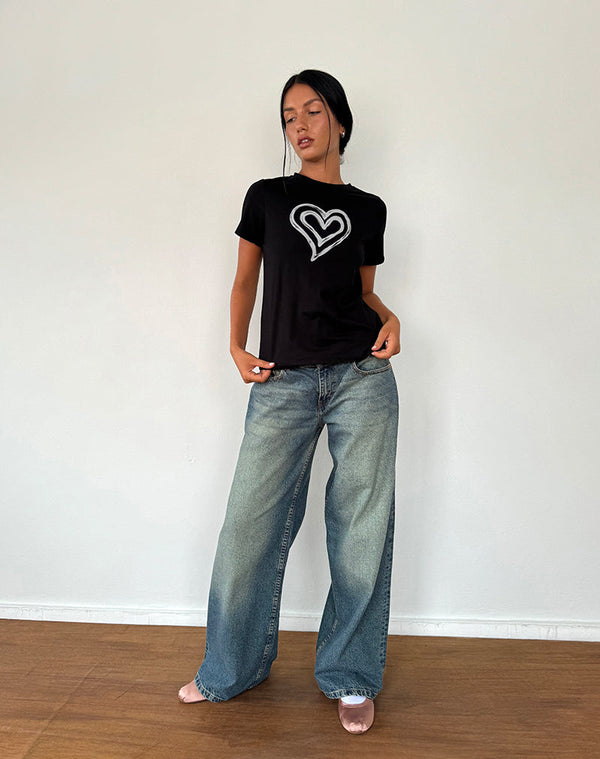 Motel Rocks Saki Tee In Black With Love Tie Dye