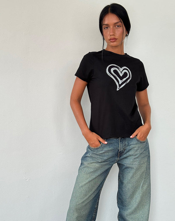 motel rocks Saki Tee in Black with Love Tie Dye