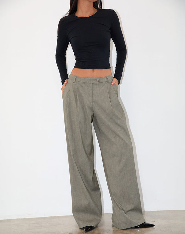 Motel Rocks Sakira Tailored Trouser In Khaki Grey