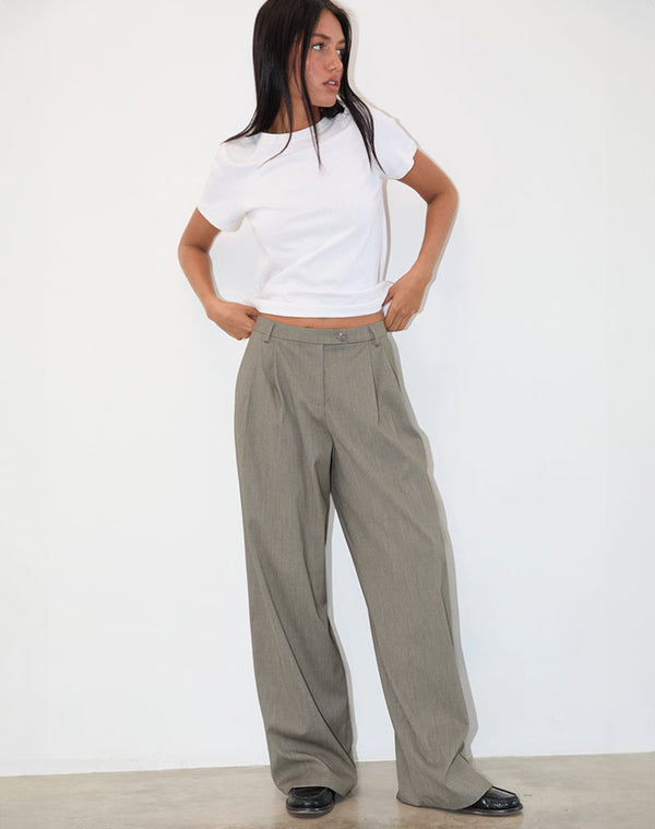 Motel Rocks Sakira Tailored Trouser In Khaki Grey