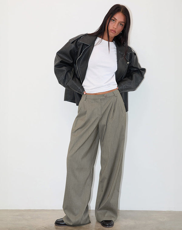 motel rocks Sakira Tailored Trouser in Khaki Grey
