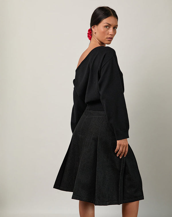 Motel Rocks Sanjani Midi Skirt In Dark Chambray