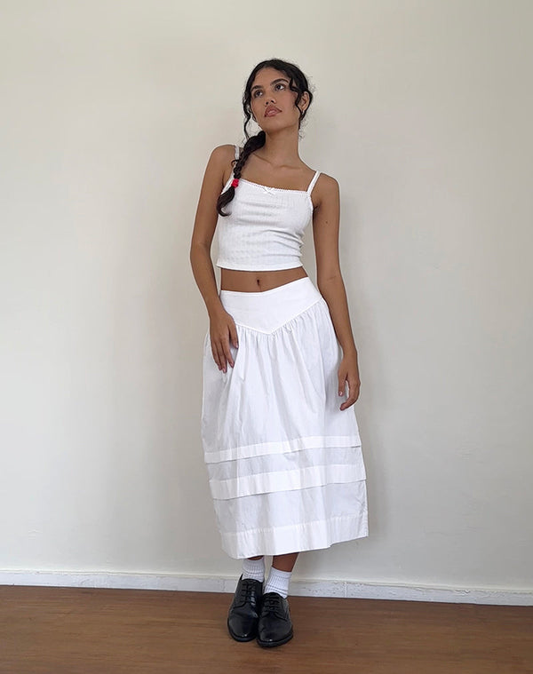 Motel Rocks Sarayu Midi Skirt In Poplin White