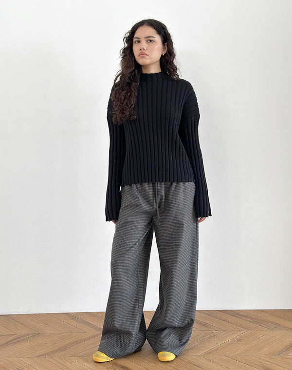 Motel Rocks Sasari Oversize Trouser In Check Navy