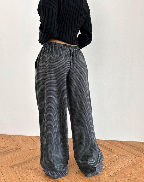 Motel Rocks Sasari Oversize Trouser In Check Navy