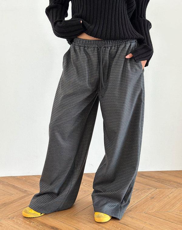 motel rocks Sasari Oversize Trouser in Check Navy