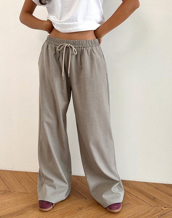 motel rocks Sasari Oversized Trouser in Check Grey
