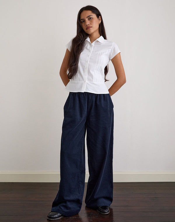 Motel Rocks Sasiya Waistband Trouser In Cord Navy