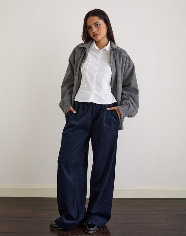 Motel Rocks Sasiya Waistband Trouser In Cord Navy
