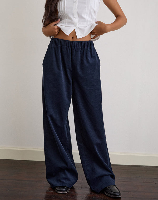 motel rocks Sasiya Waistband Trouser in Cord Navy