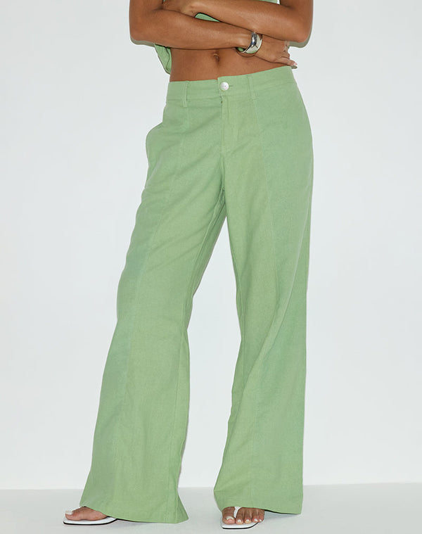 motel rocks Saucy Trouser in Linen Minty Green