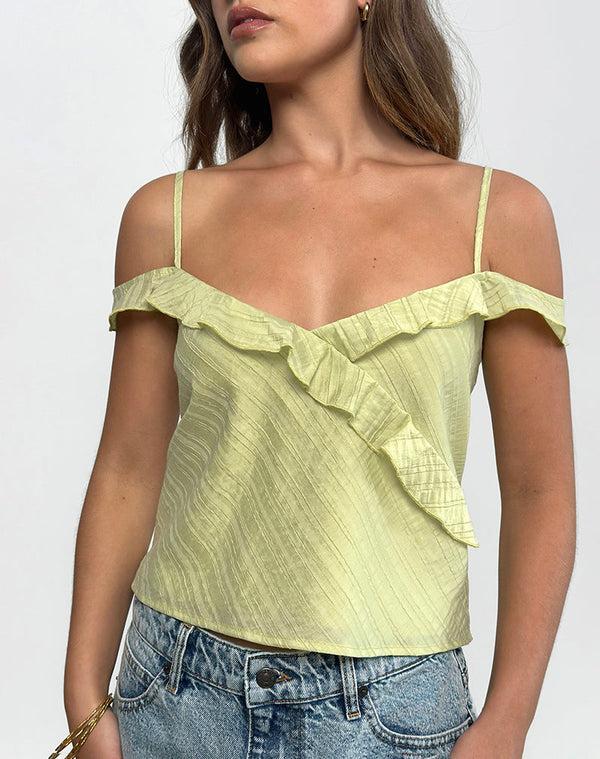 Motel Rocks Savira Top In Chiffon Stripe Green